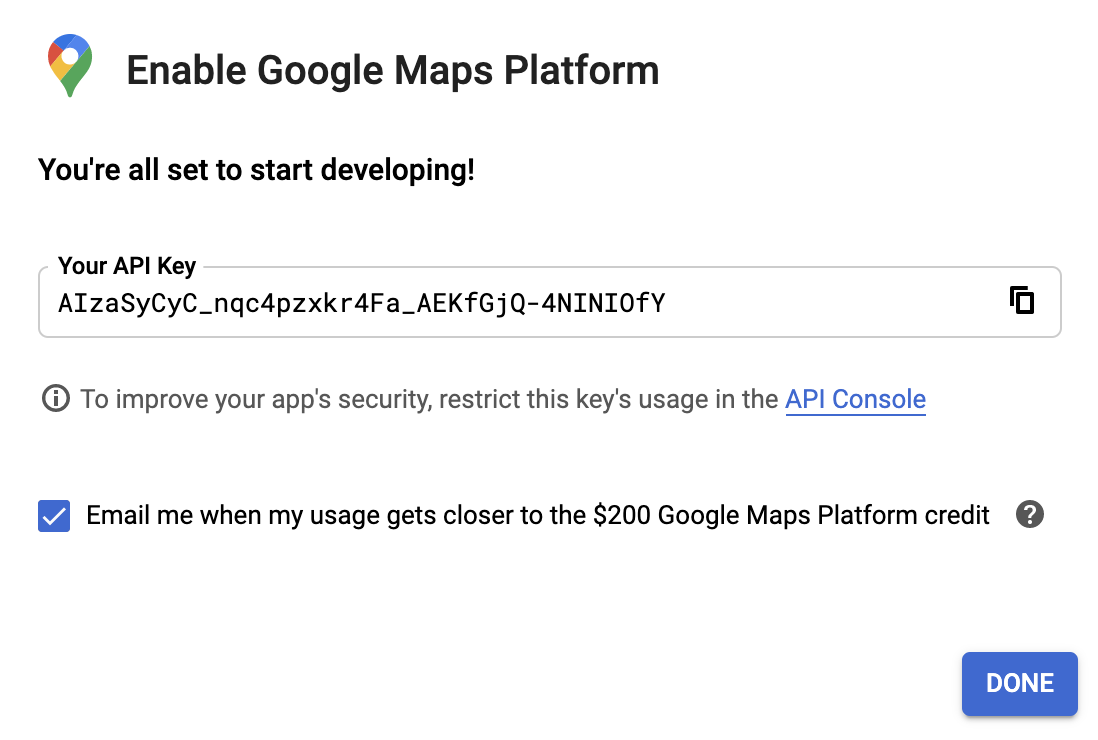 google maps api key ordering