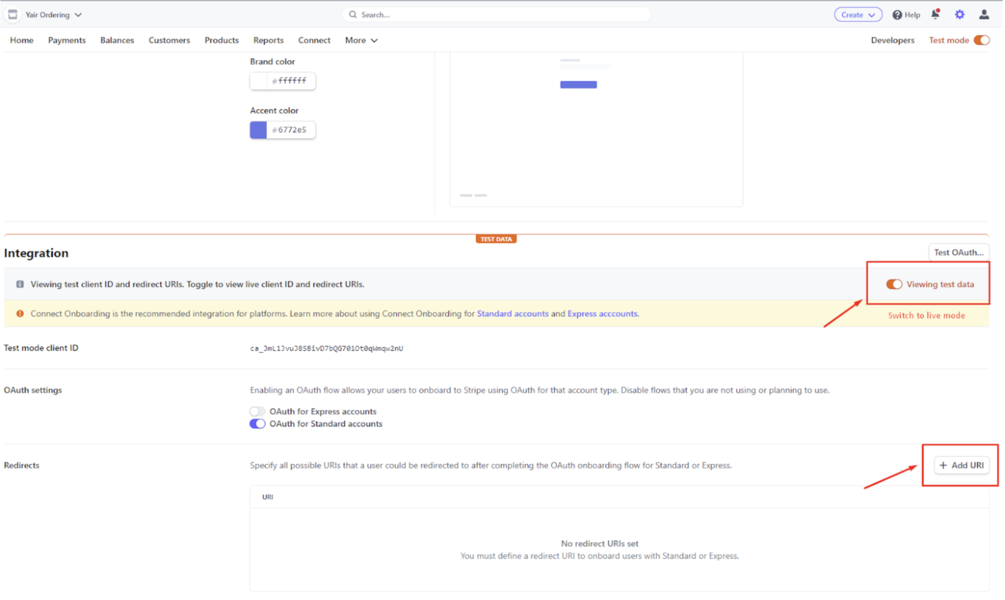 Stripe Connect – Ordering